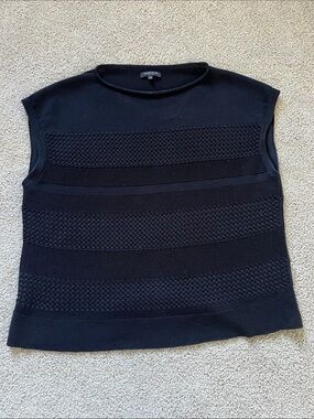 Lafayette 148 New York Black Sleeveless Textured Knit Shell